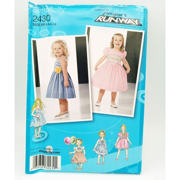 Simplicity Project Runway Pattern 2430 BB 4 5 6 7 8 Dress w Bodice Trim Uncut - Picture 1 of 3